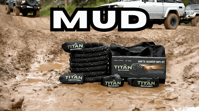 Kinetic Recovery Rope Kit 1"x30' 33,710 lb MBS TITAN Heavy-Duty Off-Road Recovery Rope + 2 Soft Shackles & Bag for Trucks SUVs ATVs UTVs