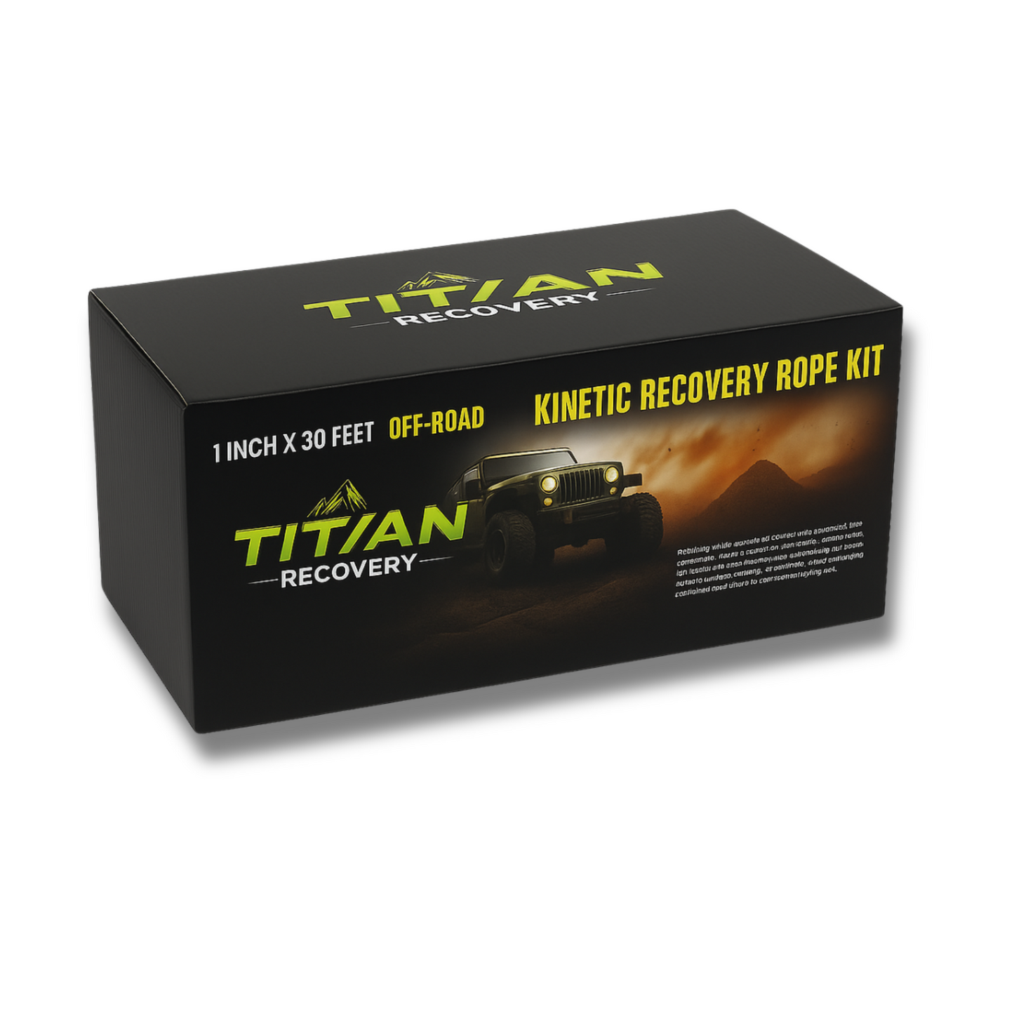 Kinetic Recovery Rope Kit 1"x30' 33,710 lb MBS TITAN Heavy-Duty Off-Road Recovery Rope + 2 Soft Shackles & Bag for Trucks SUVs ATVs UTVs