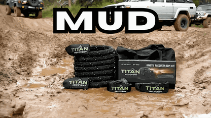 Kinetic Recovery Rope Kit 1"x30' 33,710 lb MBS TITAN Heavy-Duty Off-Road Recovery Rope + 2 Soft Shackles & Bag for Trucks SUVs ATVs UTVs